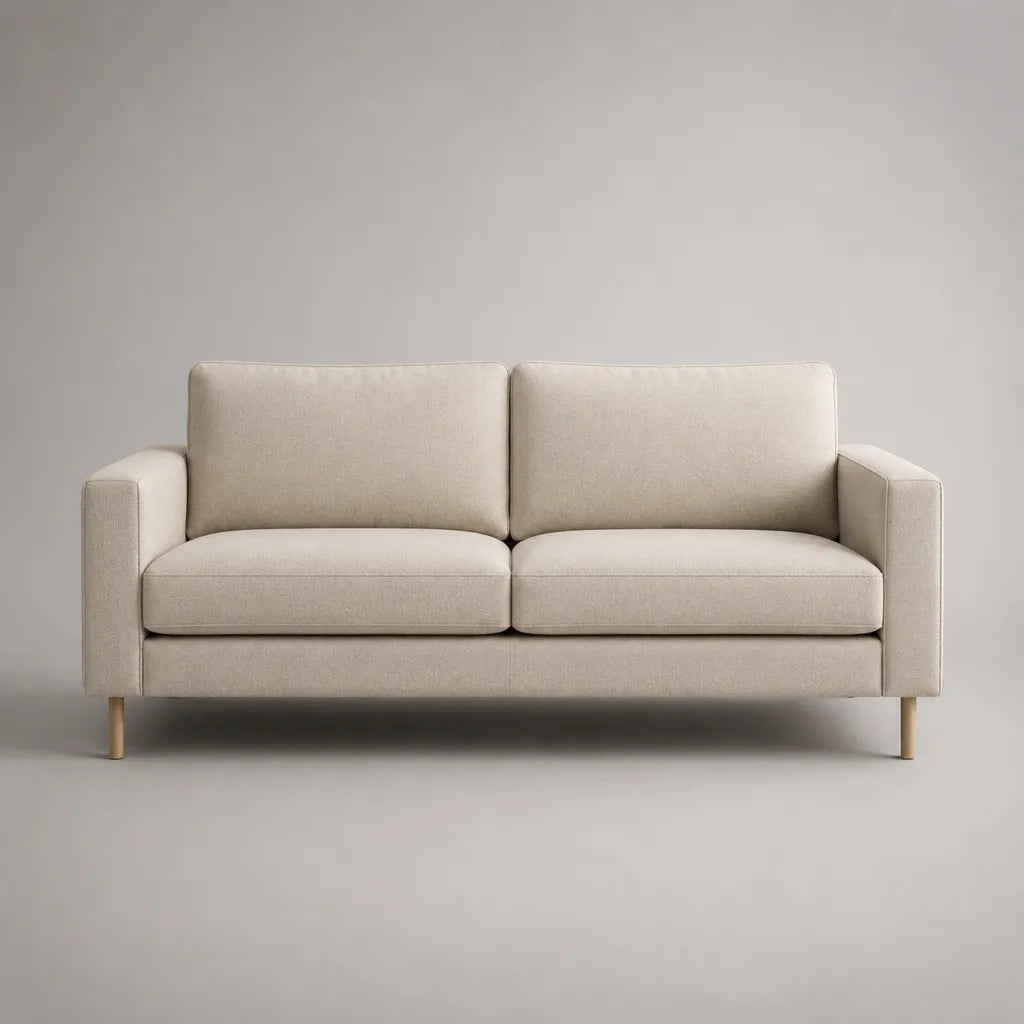 Divano rettangolare a 2 posti in poliestere beige, 160 × 82 × 84 cm