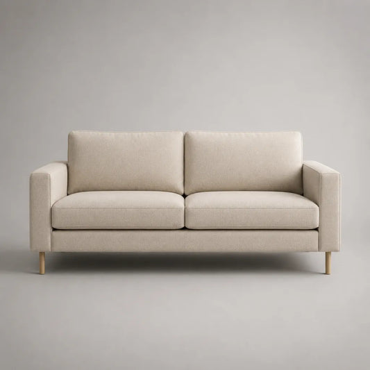Divano rettangolare a 2 posti in poliestere beige, 160 × 82 × 84 cm