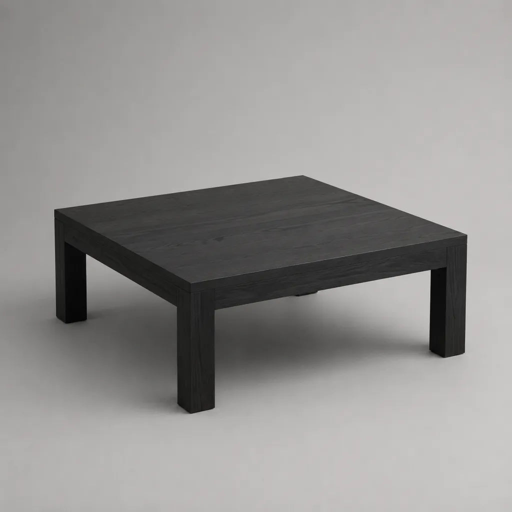 Tavolino da caffè quadrato in MDF nero effetto venatura, 80 × 80 × 40 cm