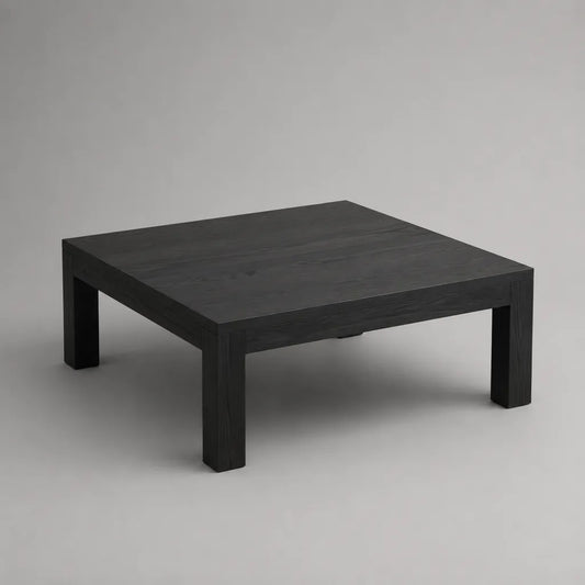 Tavolino da caffè quadrato in MDF nero effetto venatura, 80 × 80 × 40 cm