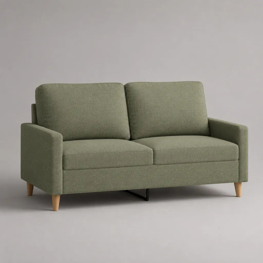 Divano a 2 posti in tessuto verde salvia, 152 × 82 × 84 cm